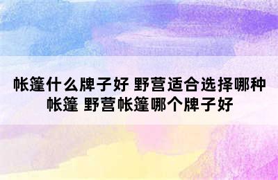 帐篷什么牌子好 野营适合选择哪种帐篷 野营帐篷哪个牌子好